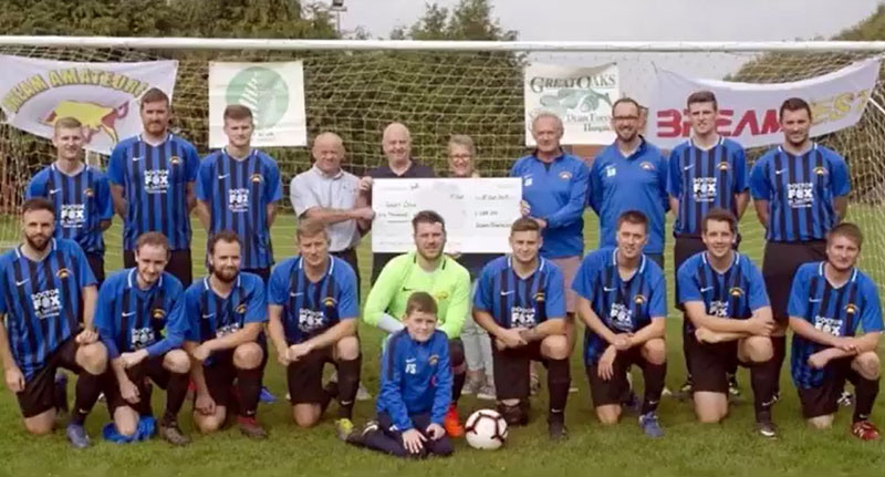 Bream FC donate £1,055 to Great Oaks Dean Forest Hospice