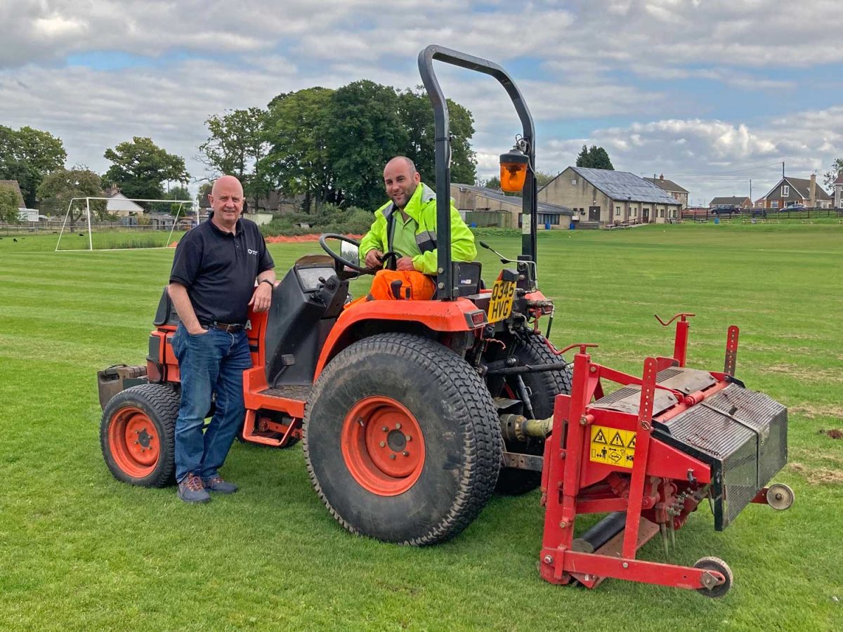 Verti-drain on the new ground.