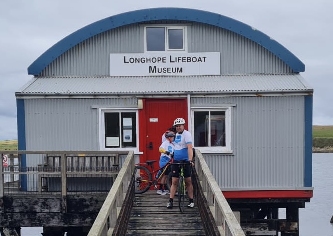 A photo showing Elliott and Dexter in longhope, Orkney.